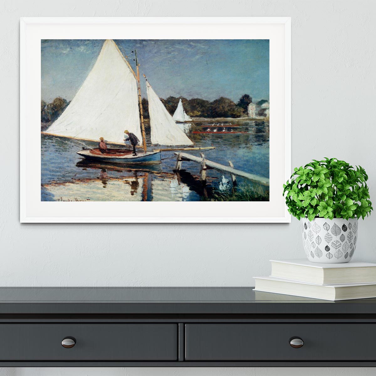 Sailing At Argenteuil 2 by Monet Framed Print - Canvas Art Rocks - 5
