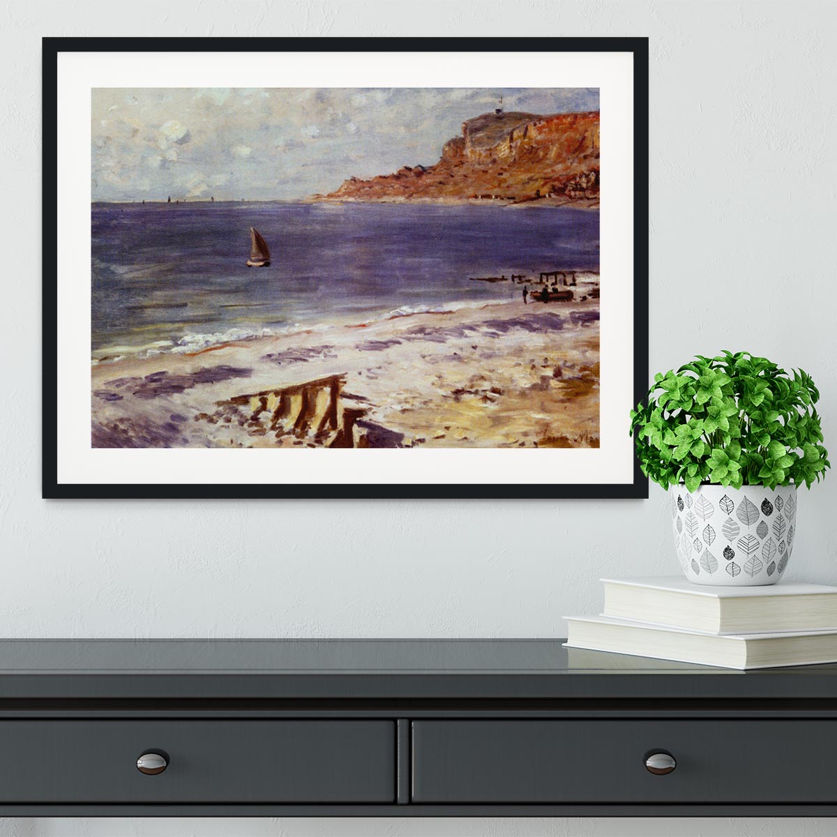 Sailing At Sainte Adresse by Monet Framed Print - Canvas Art Rocks - 1