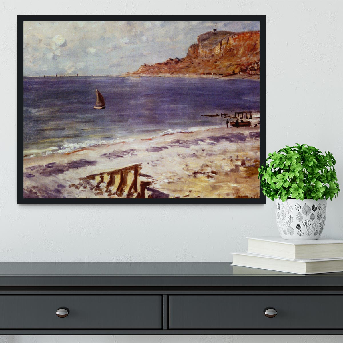 Sailing At Sainte Adresse by Monet Framed Print - Canvas Art Rocks - 2