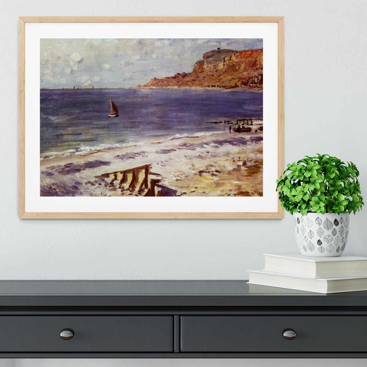 Sailing At Sainte Adresse by Monet Framed Print - Canvas Art Rocks - 3