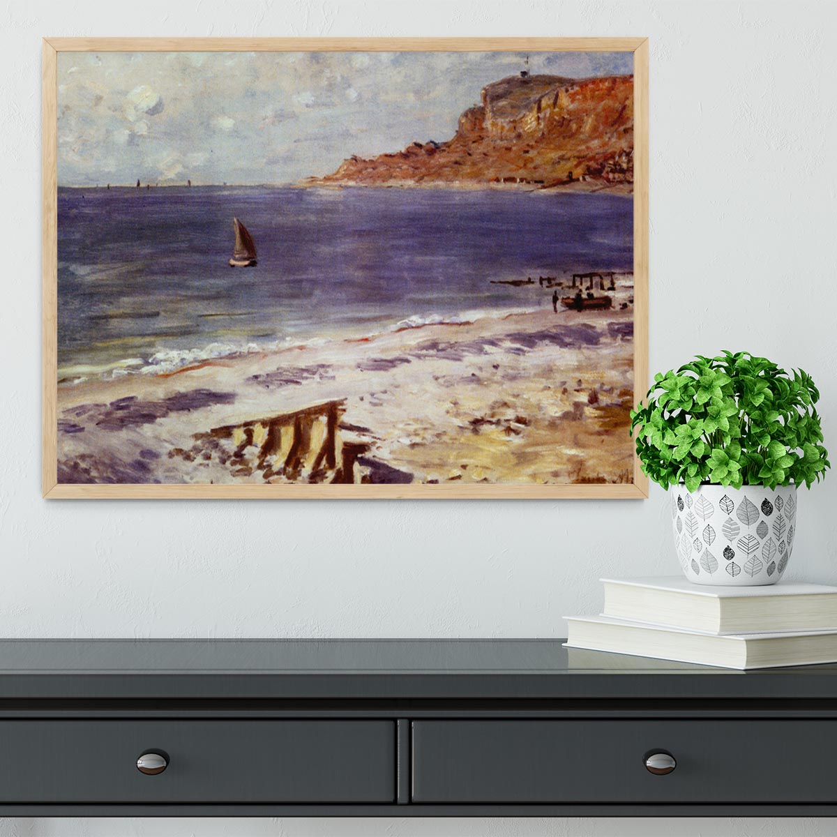 Sailing At Sainte Adresse by Monet Framed Print - Canvas Art Rocks - 4