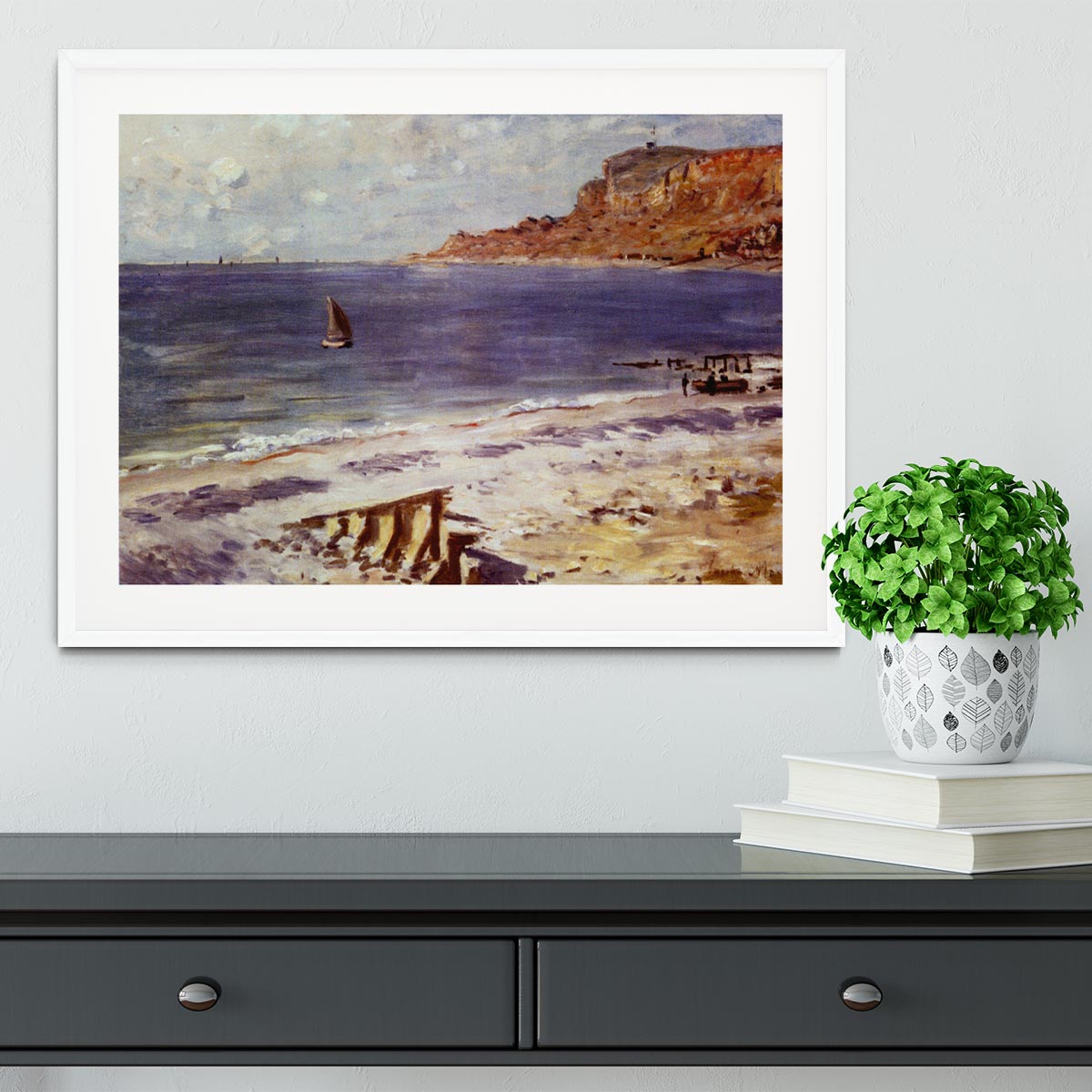 Sailing At Sainte Adresse by Monet Framed Print - Canvas Art Rocks - 5
