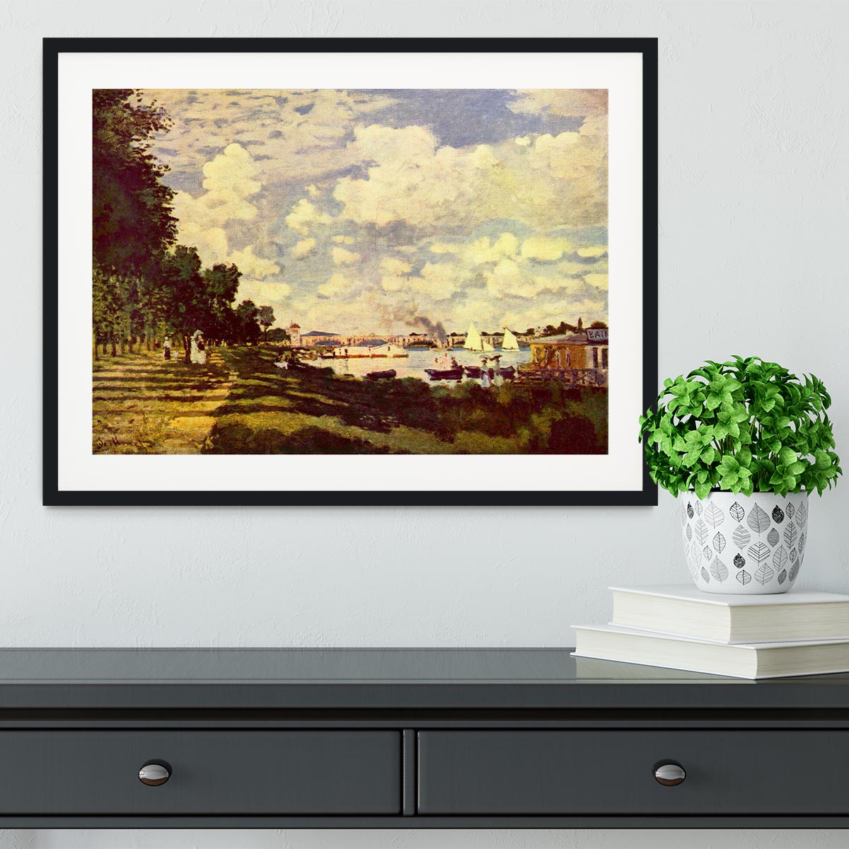 Sailing at Argenteuil by Monet Framed Print - Canvas Art Rocks - 1