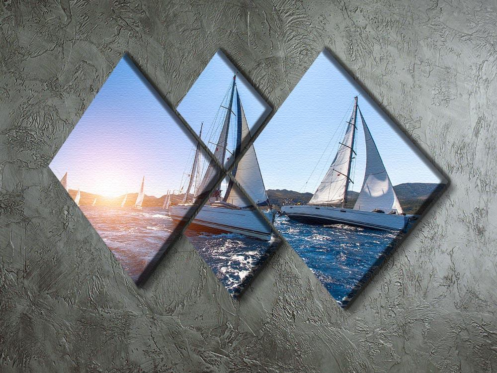 Sailing in the wind through the waves at the Sea 4 Square Multi Panel Canvas  - Canvas Art Rocks - 2