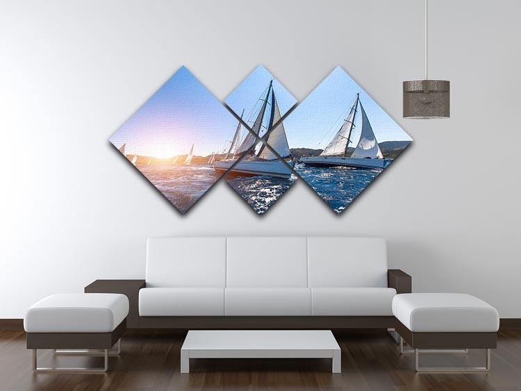 Sailing in the wind through the waves at the Sea 4 Square Multi Panel Canvas  - Canvas Art Rocks - 3