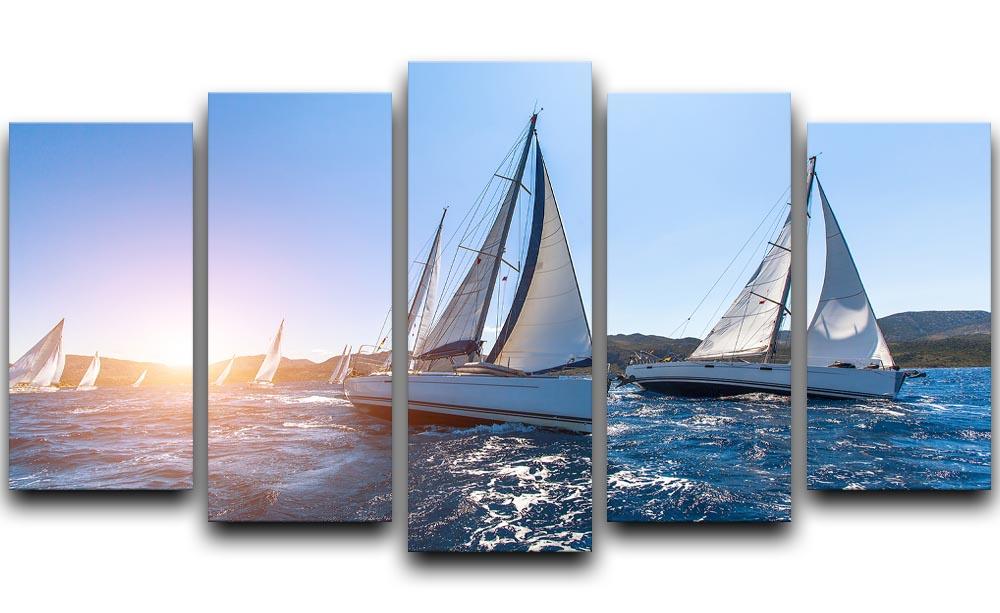 Sailing in the wind through the waves at the Sea 5 Split Panel Canvas  - Canvas Art Rocks - 1