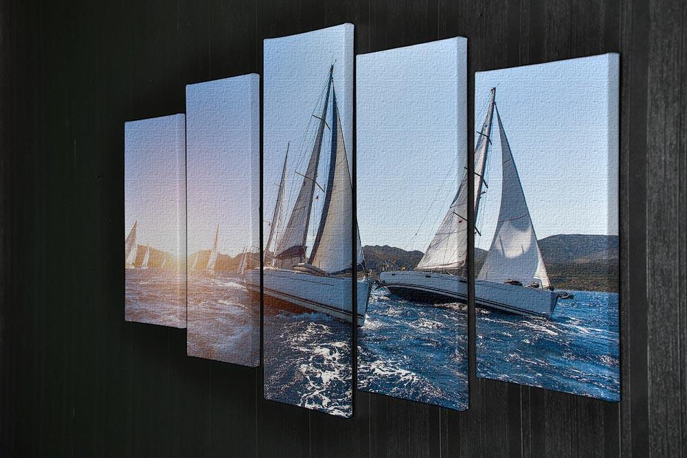 Sailing in the wind through the waves at the Sea 5 Split Panel Canvas  - Canvas Art Rocks - 2