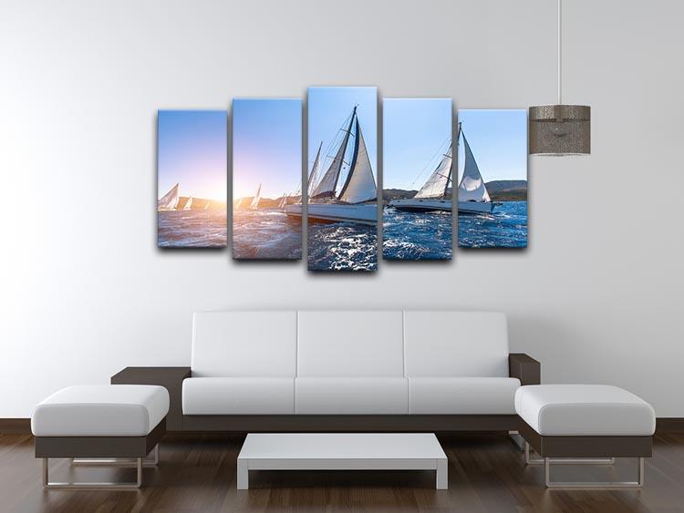 Sailing in the wind through the waves at the Sea 5 Split Panel Canvas  - Canvas Art Rocks - 3