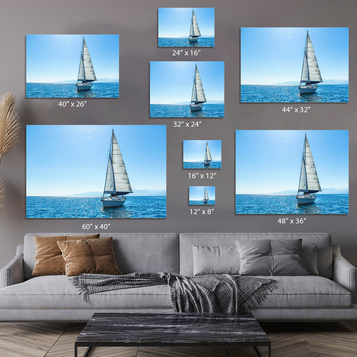 Sailing ship yachts with white sails Canvas Print or Poster - Canvas Art Rocks - 7