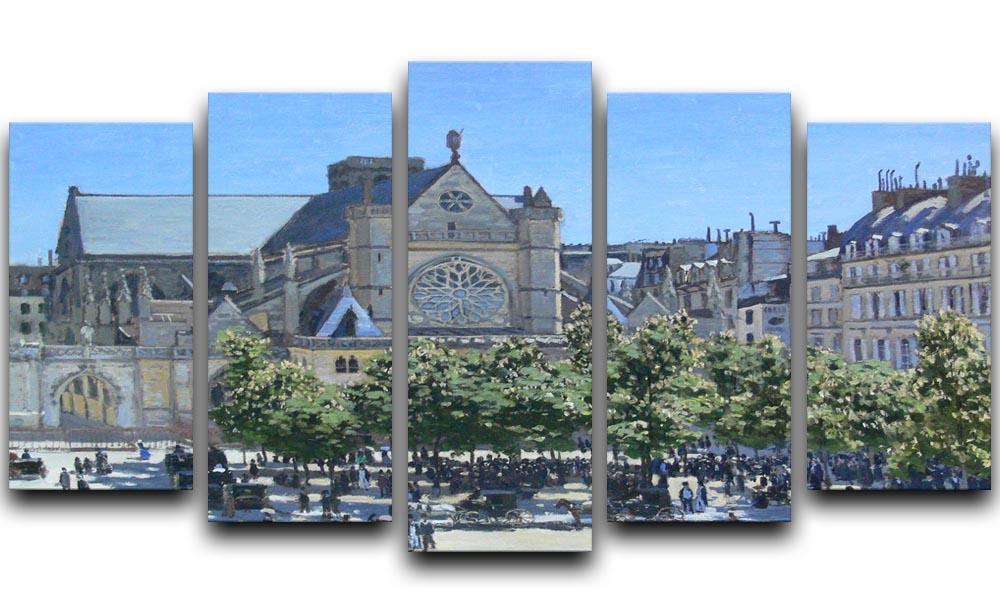 Saint Germain Auxerrois Paris 1867 by Monet 5 Split Panel Canvas  - Canvas Art Rocks - 1
