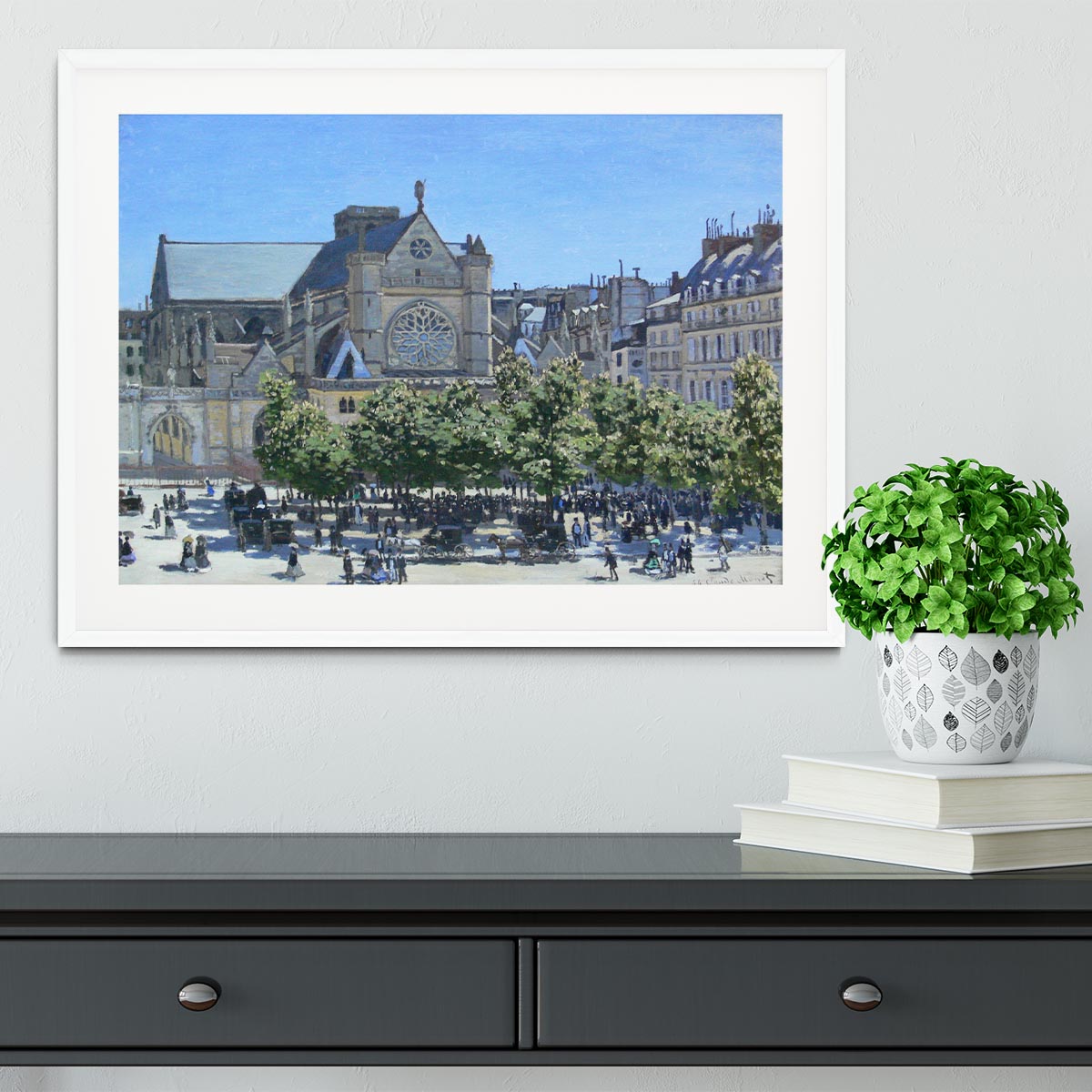 Saint Germain Auxerrois Paris 1867 by Monet Framed Print - Canvas Art Rocks - 5