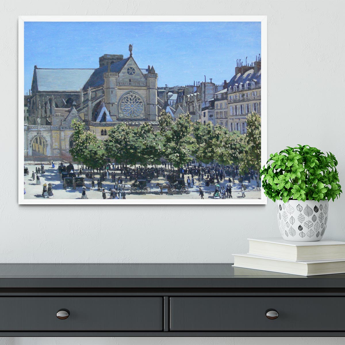 Saint Germain Auxerrois Paris 1867 by Monet Framed Print - Canvas Art Rocks -6