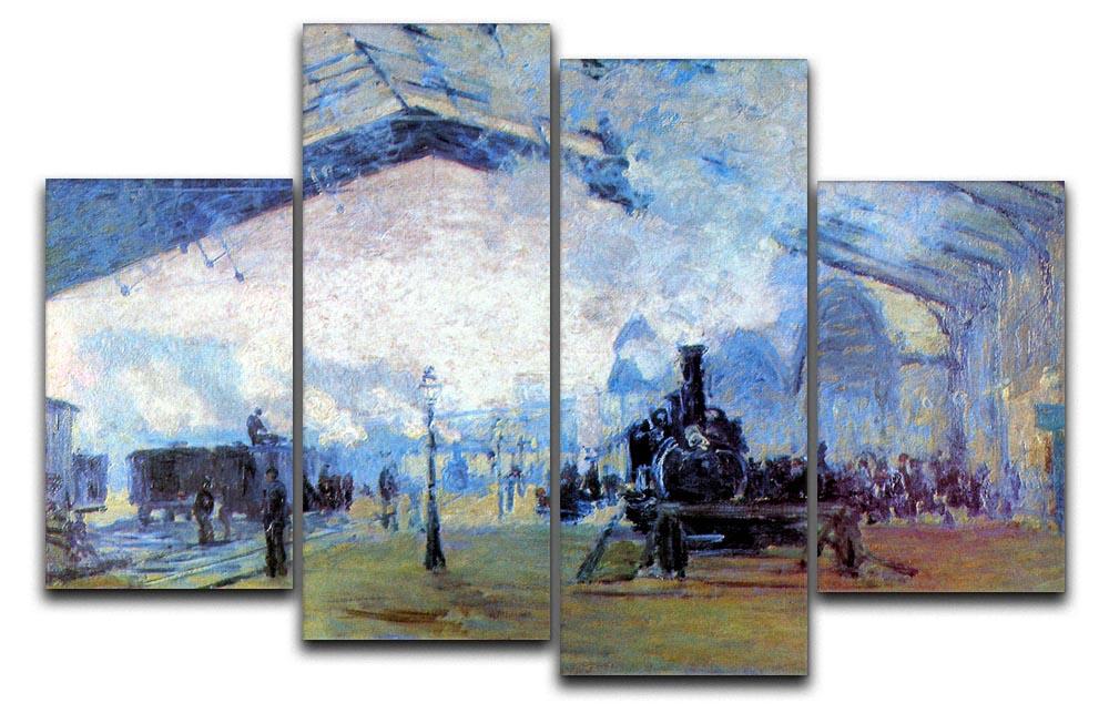 Saint Lazare station in Paris by Monet 4 Split Panel Canvas  - Canvas Art Rocks - 1