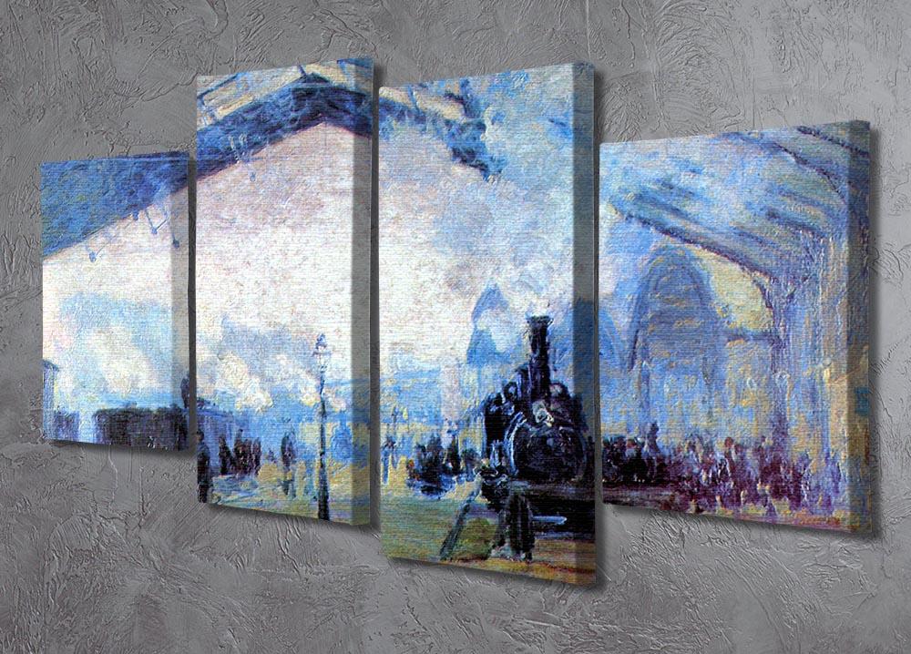 Saint Lazare station in Paris by Monet 4 Split Panel Canvas - Canvas Art Rocks - 2