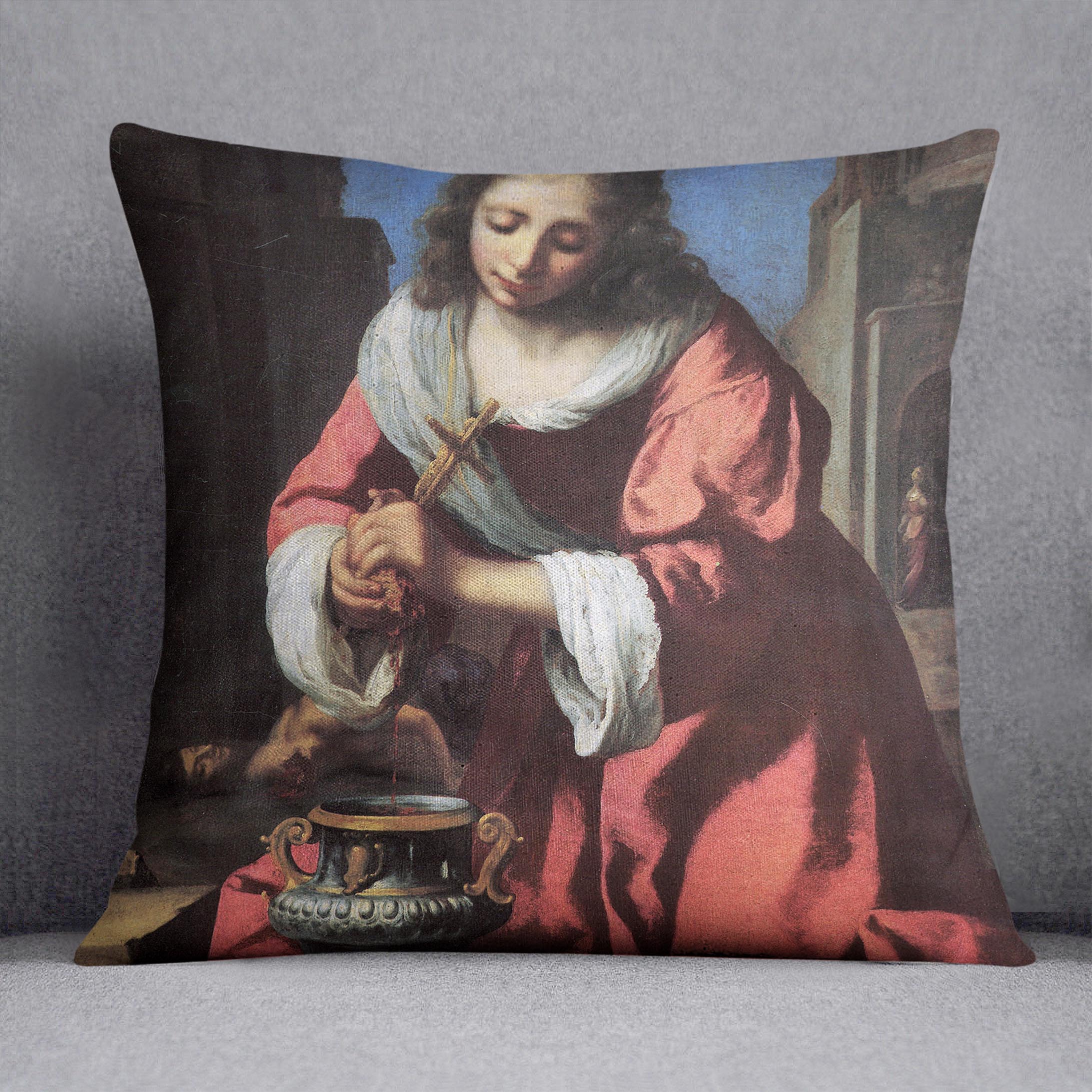 Saint Praxedis by Vermeer Cushion