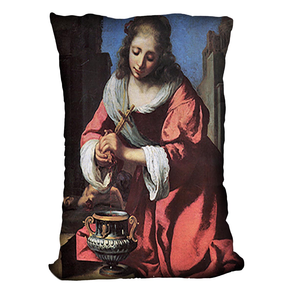 Saint Praxedis by Vermeer Cushion