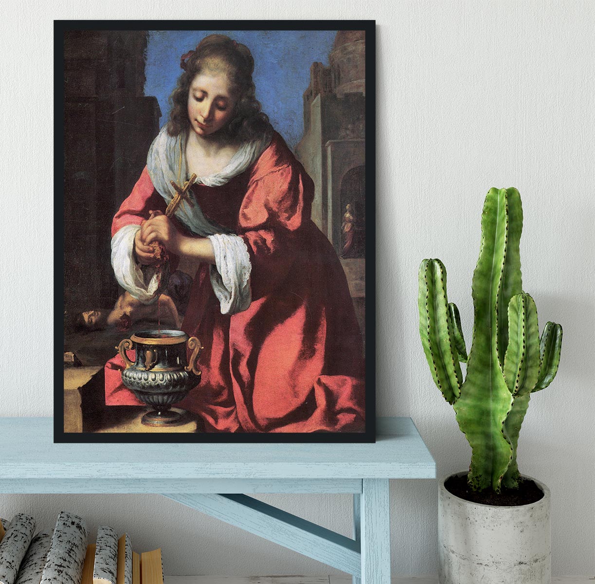 Saint Praxedis by Vermeer Framed Print - Canvas Art Rocks - 2