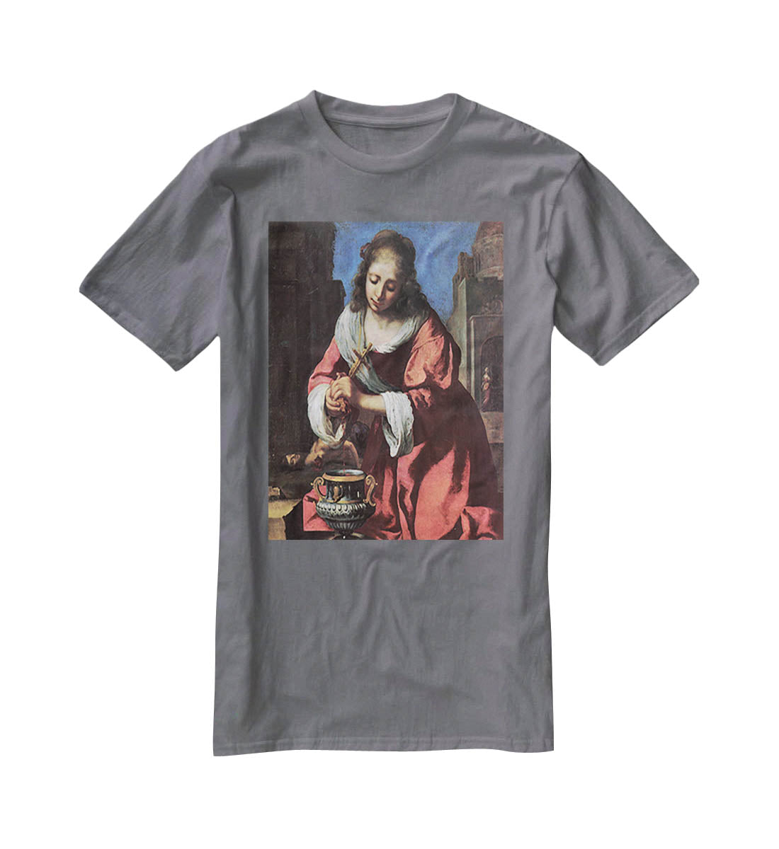 Saint Praxedis by Vermeer T-Shirt - Canvas Art Rocks - 3