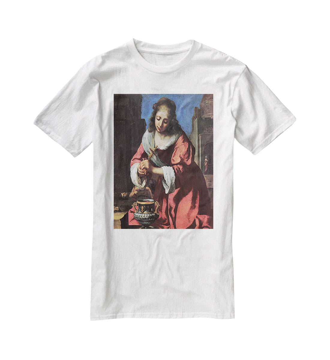 Saint Praxedis by Vermeer T-Shirt - Canvas Art Rocks - 5