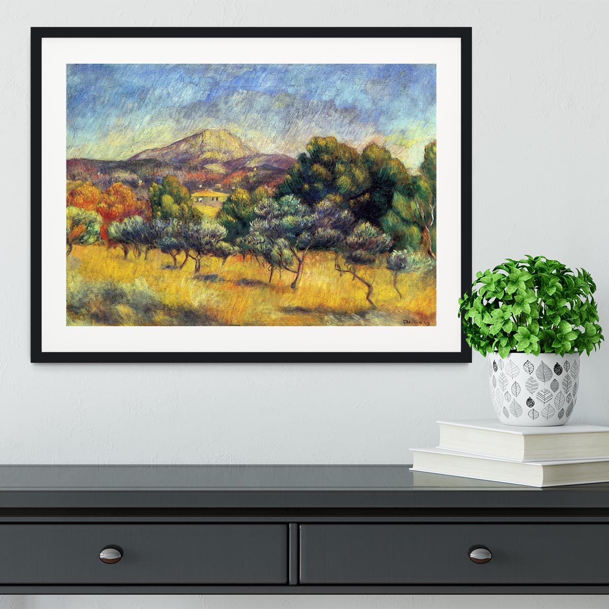 Sainte Vicoria Mountain by Renoir Framed Print - Canvas Art Rocks - 1
