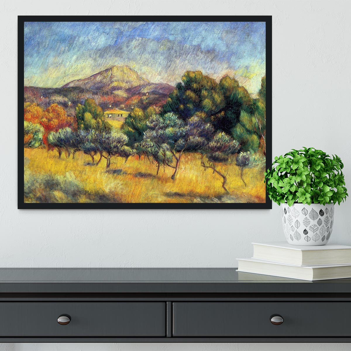 Sainte Vicoria Mountain by Renoir Framed Print - Canvas Art Rocks - 2