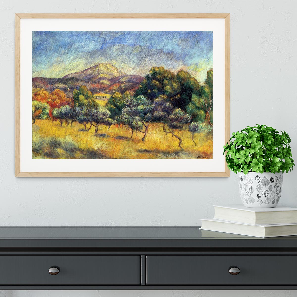 Sainte Vicoria Mountain by Renoir Framed Print - Canvas Art Rocks - 3