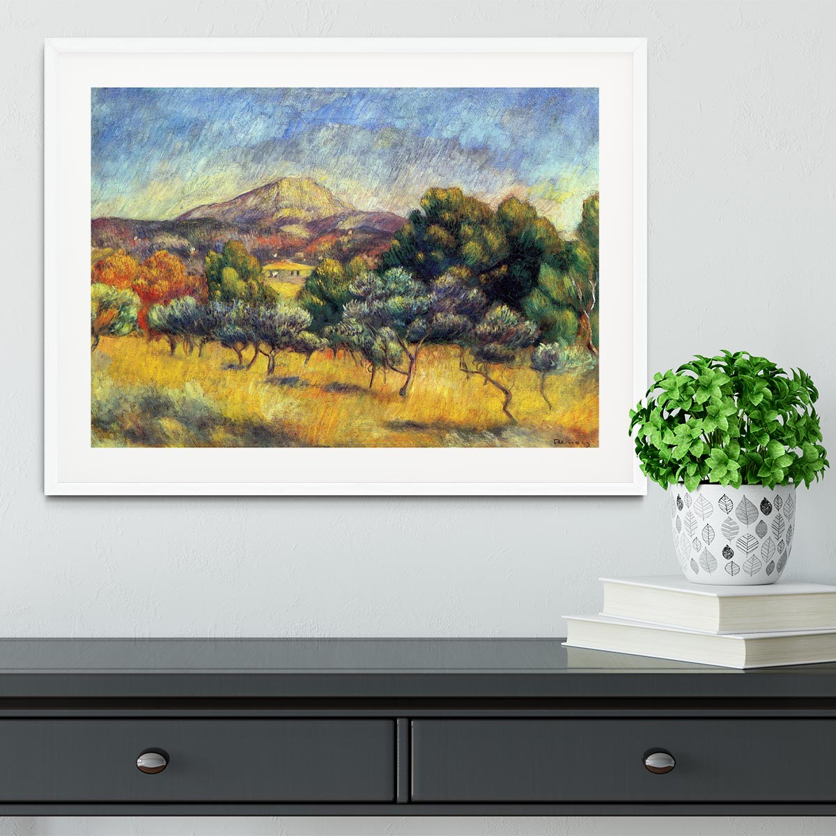 Sainte Vicoria Mountain by Renoir Framed Print - Canvas Art Rocks - 5