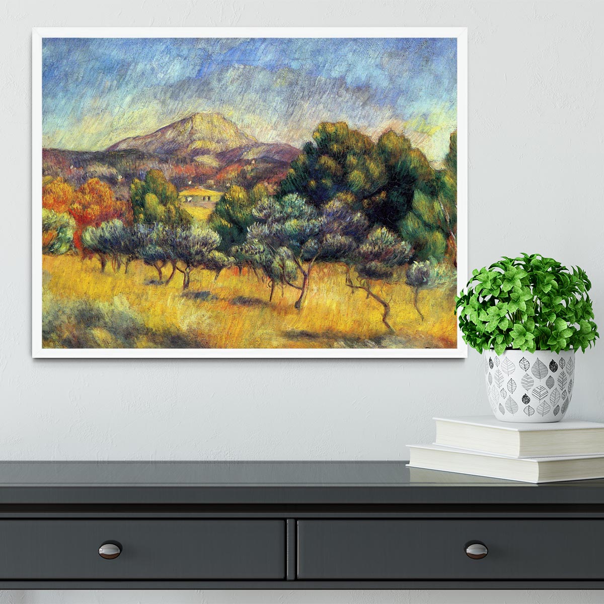 Sainte Vicoria Mountain by Renoir Framed Print - Canvas Art Rocks -6