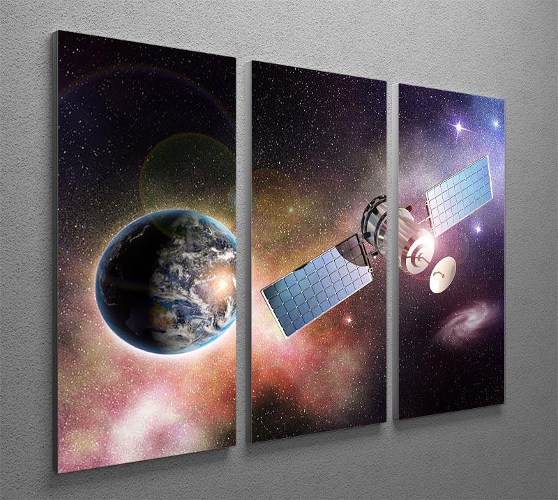Satellite orbiting the earth in the outer space 3 Split Panel Canvas Print - Canvas Art Rocks - 2