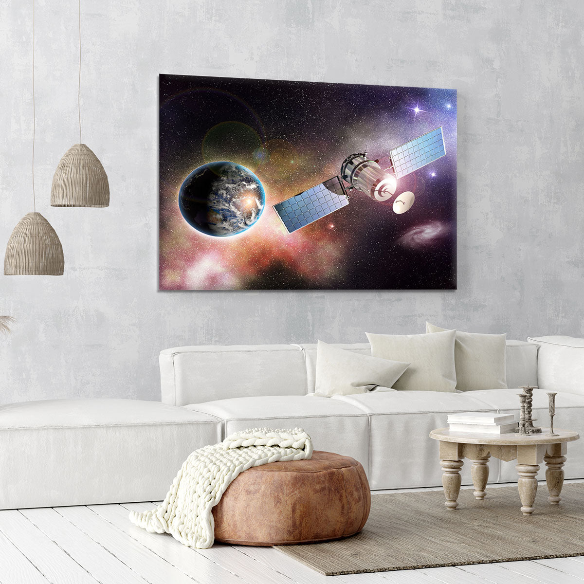 Satellite orbiting the earth in the outer space Canvas Print or Poster - Canvas Art Rocks - 6