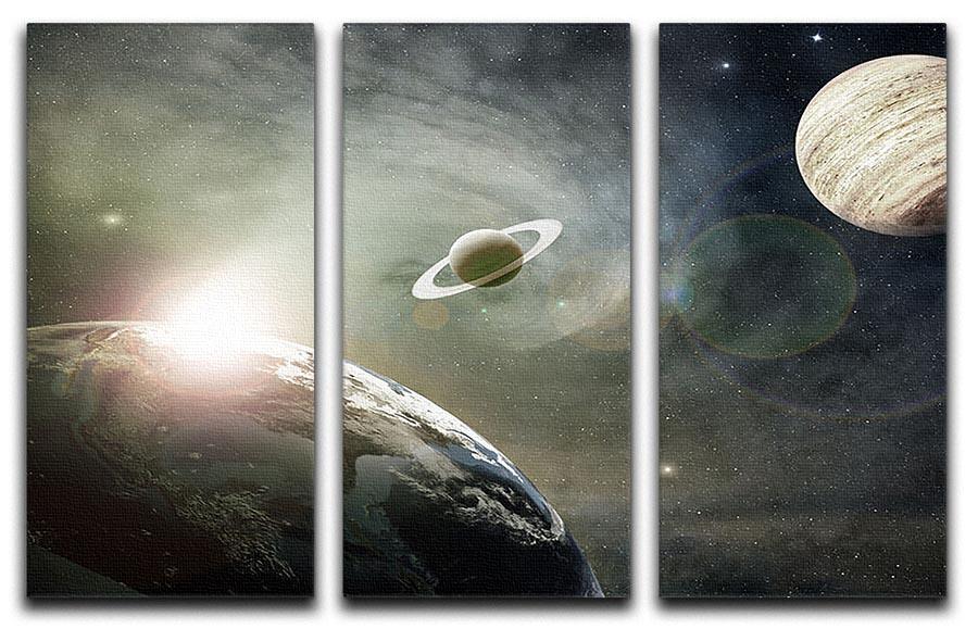 Saturn and Jupiter in a Cosmic Cloud 3 Split Panel Canvas Print - Canvas Art Rocks - 1