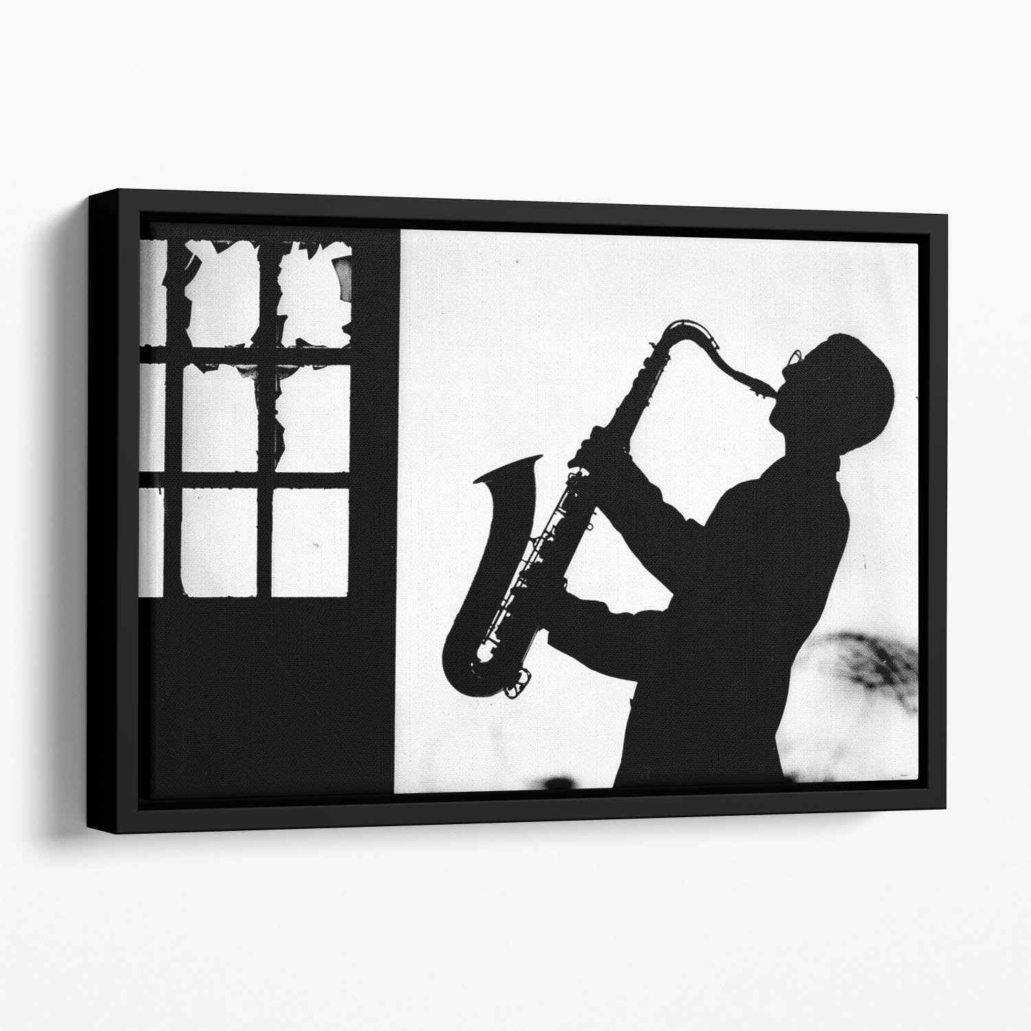 Saxophone player Floating Framed Canvas