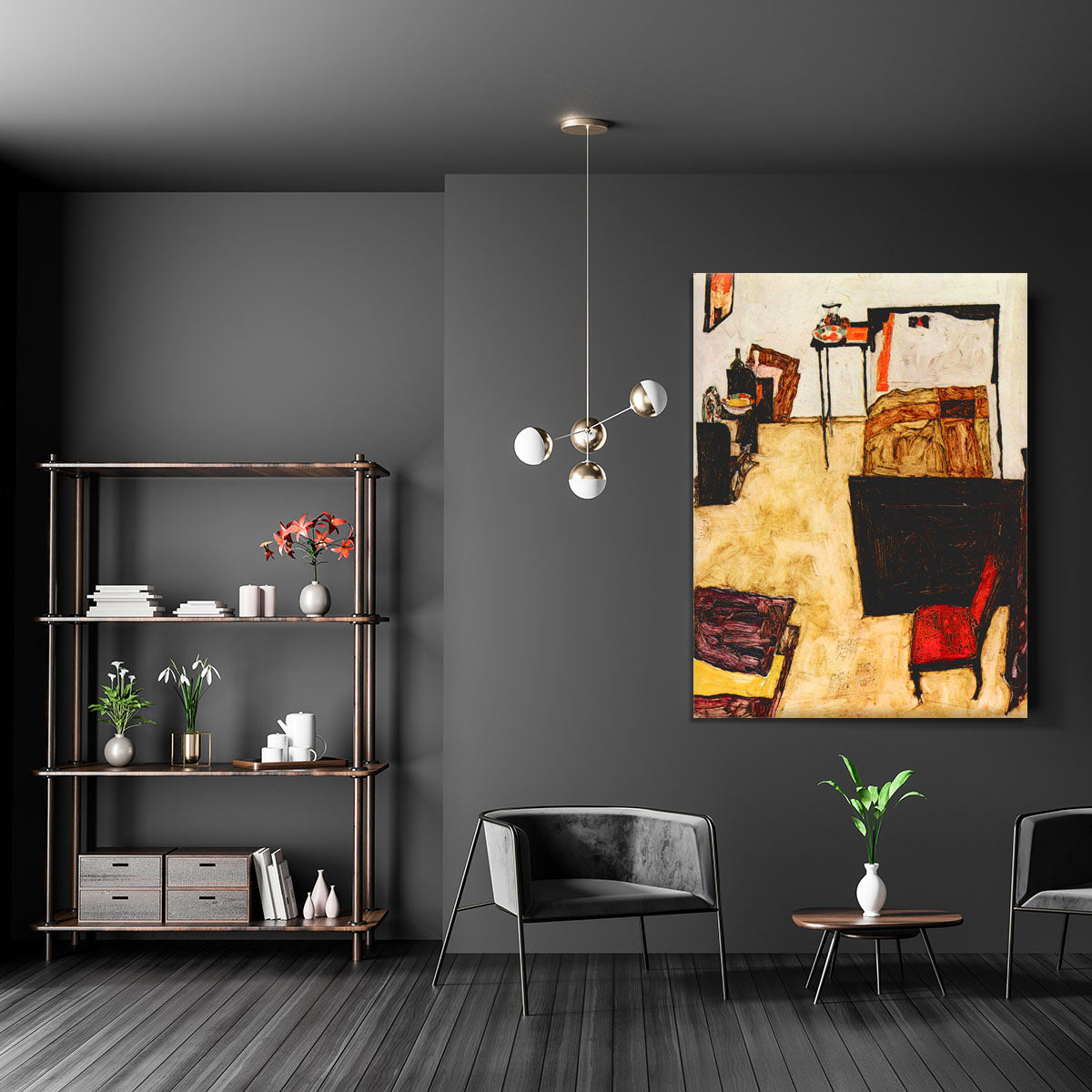 Schiele's living room in Neulengbach by Egon Schiele Canvas Print or Poster - Canvas Art Rocks - 5