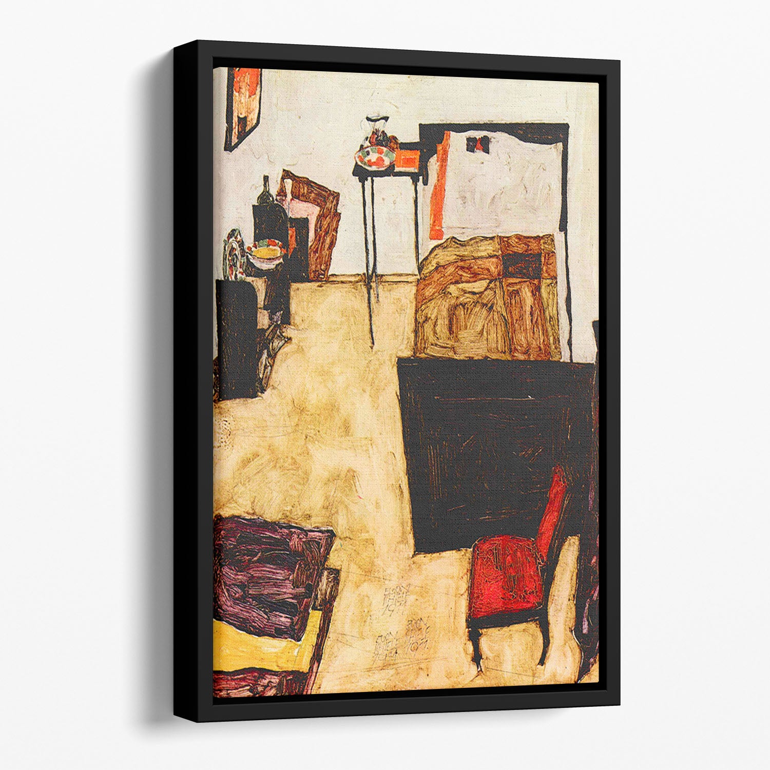 Schiele's living room in Neulengbach by Egon Schiele Floating Framed Canvas