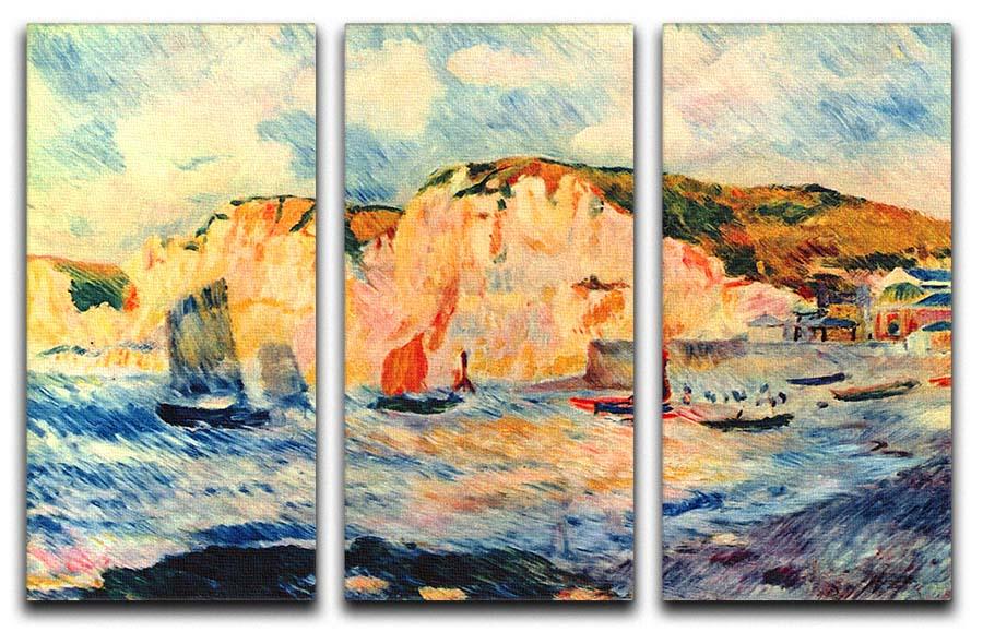 Sea and cliffs by Renoir 3 Split Panel Canvas Print - Canvas Art Rocks - 1