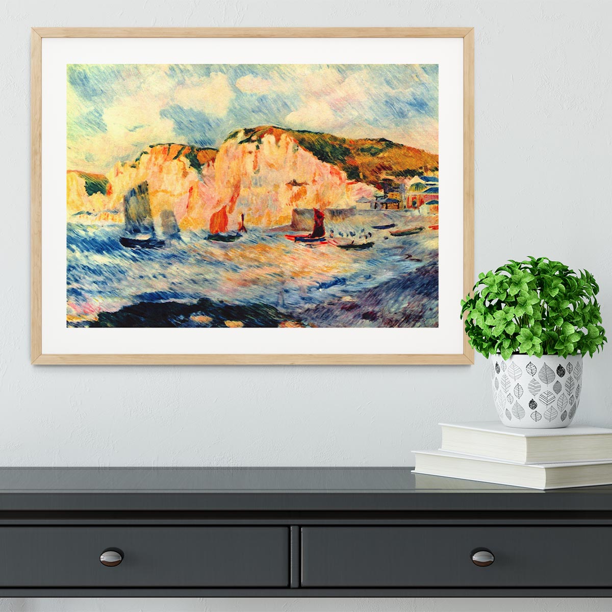 Sea and cliffs by Renoir Framed Print - Canvas Art Rocks - 3