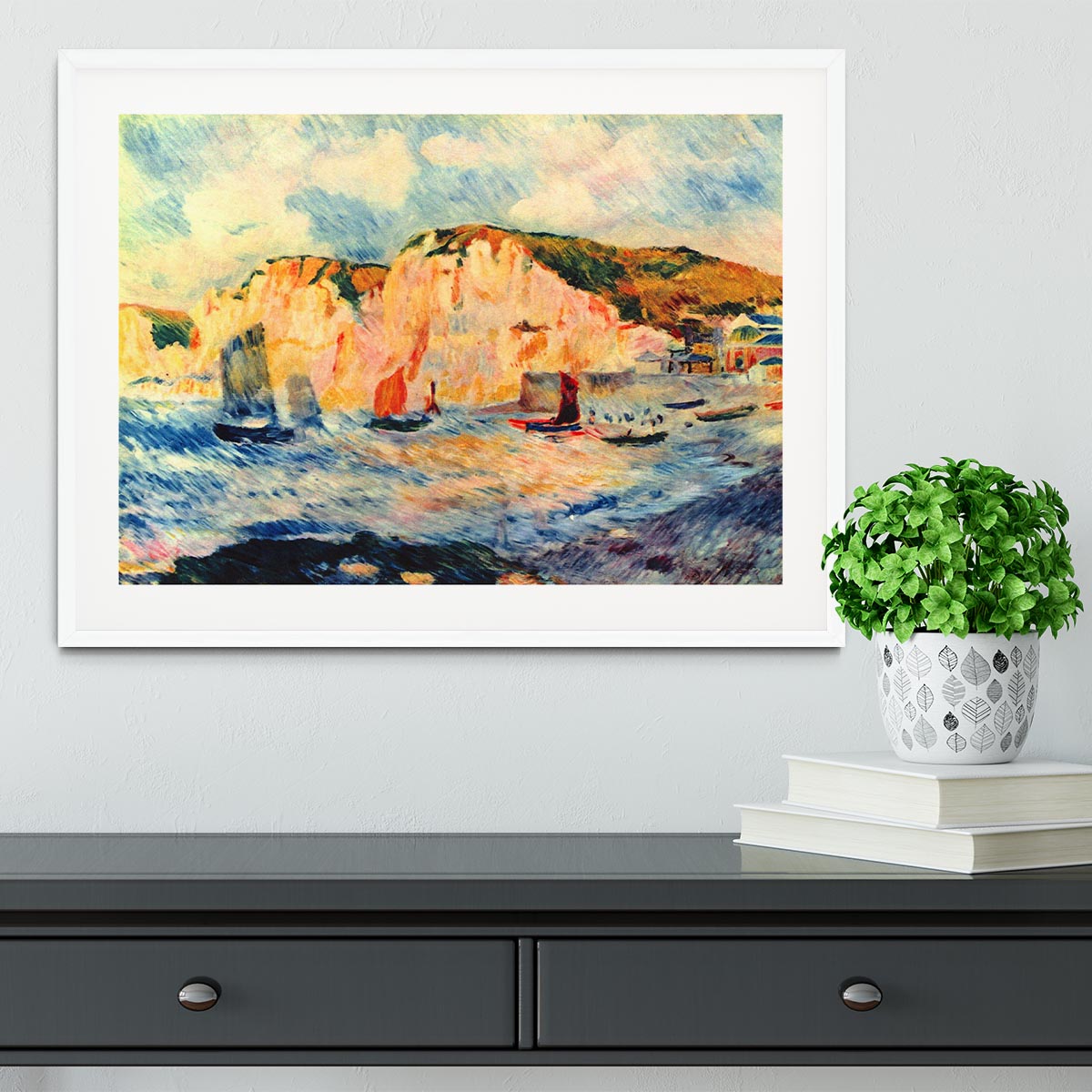 Sea and cliffs by Renoir Framed Print - Canvas Art Rocks - 5