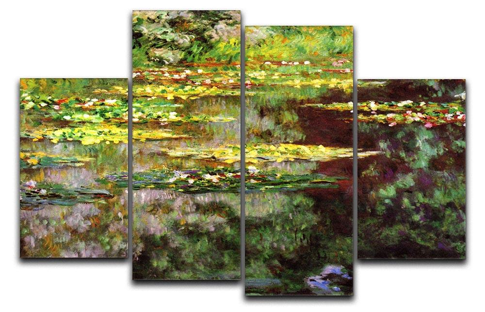 Sea rose pond by Monet 4 Split Panel Canvas  - Canvas Art Rocks - 1