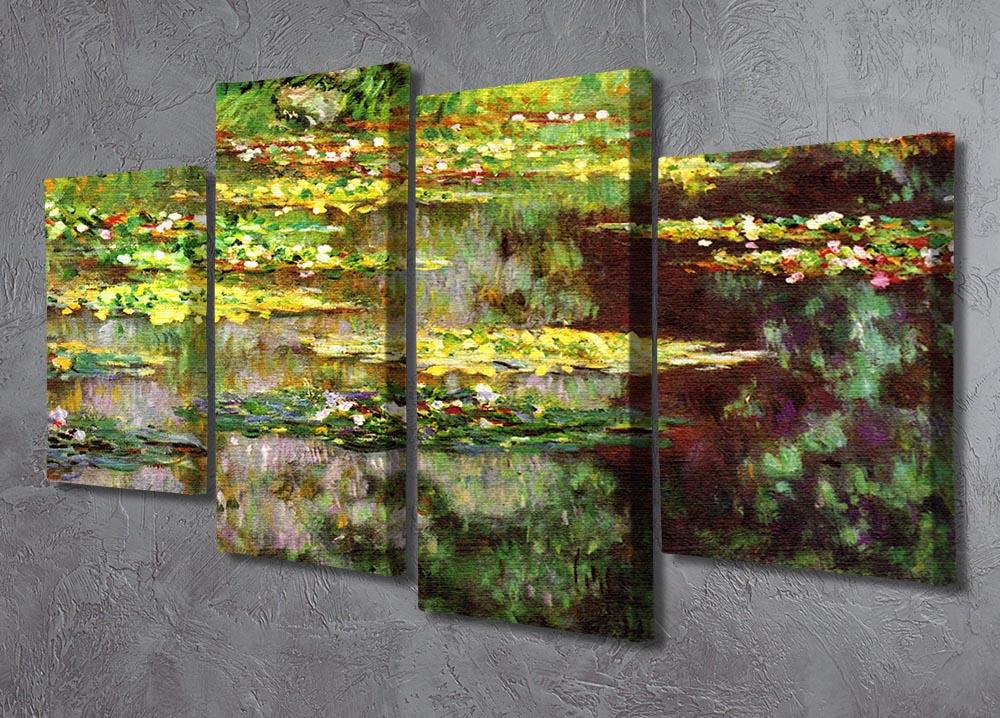Sea rose pond by Monet 4 Split Panel Canvas - Canvas Art Rocks - 2