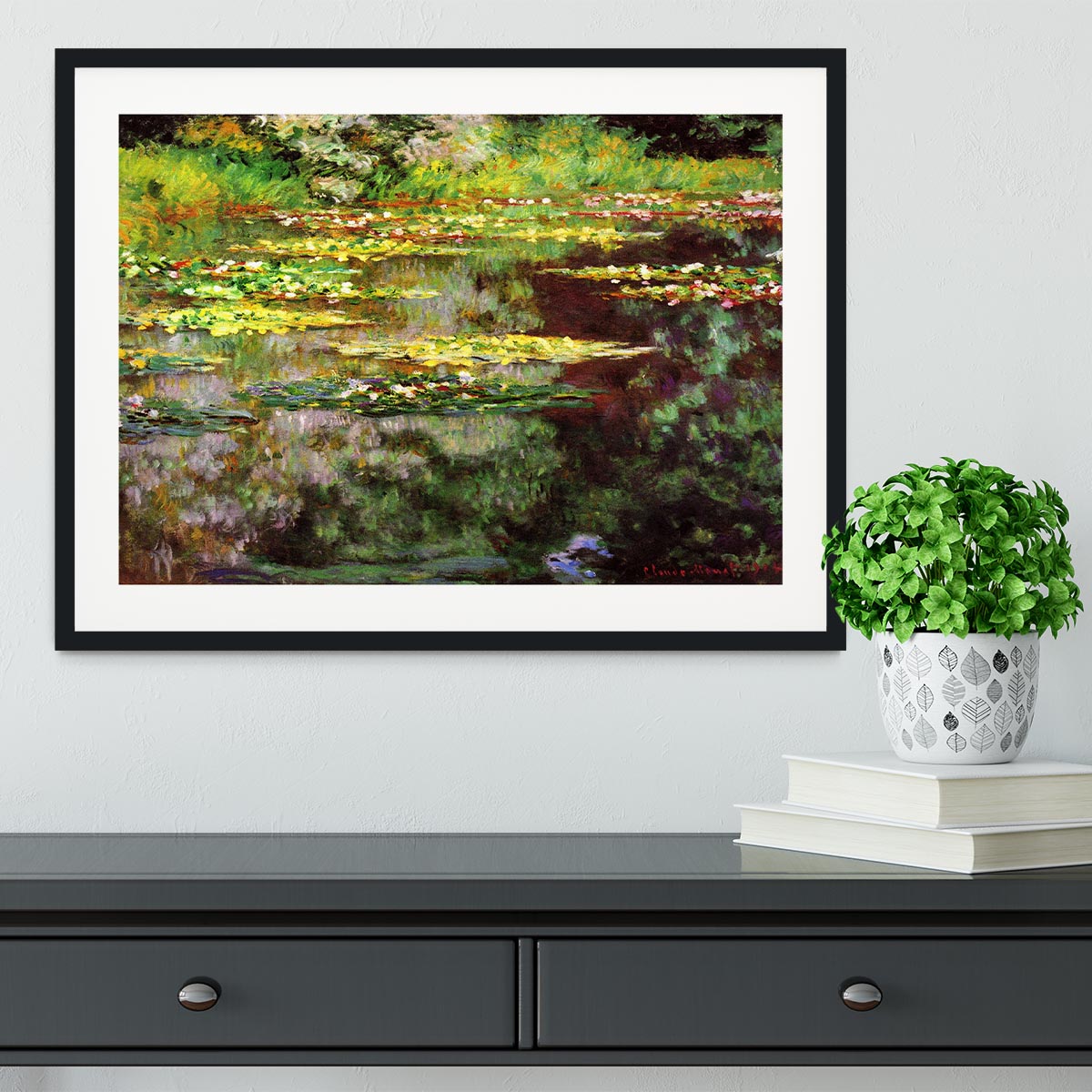 Sea rose pond by Monet Framed Print - Canvas Art Rocks - 1