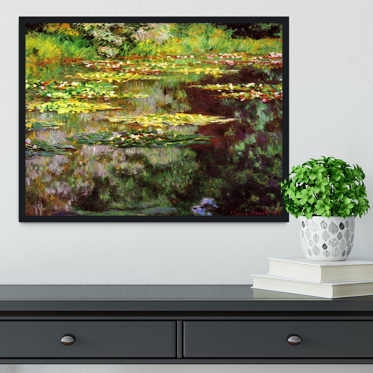 Sea rose pond by Monet Framed Print - Canvas Art Rocks - 2