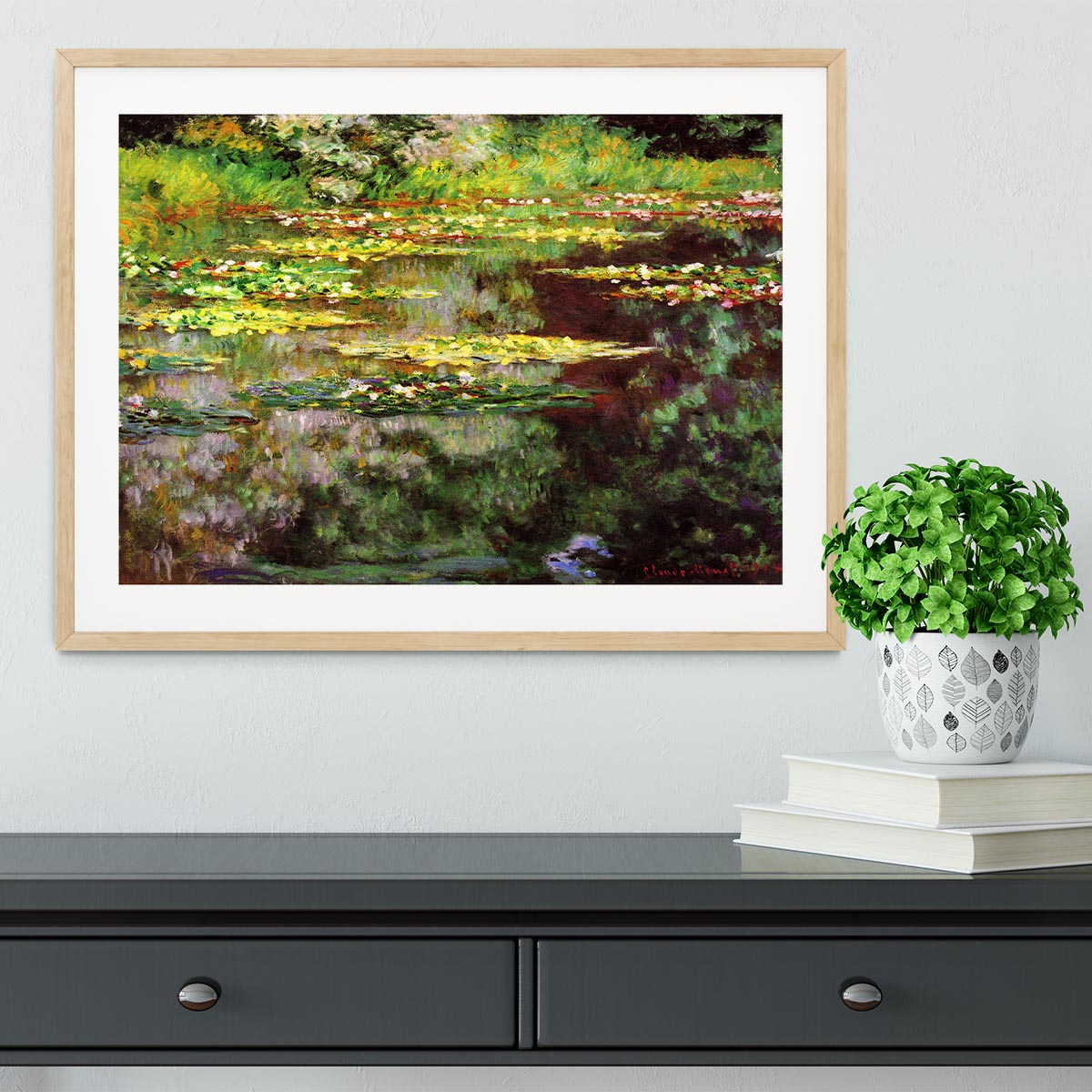 Sea rose pond by Monet Framed Print - Canvas Art Rocks - 3