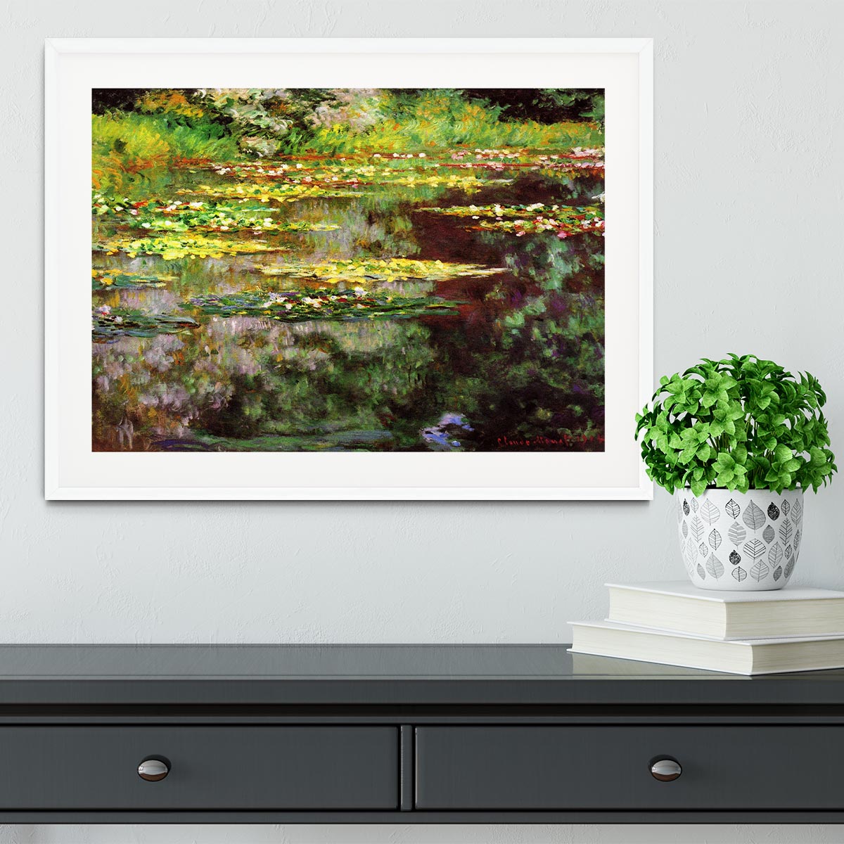 Sea rose pond by Monet Framed Print - Canvas Art Rocks - 5