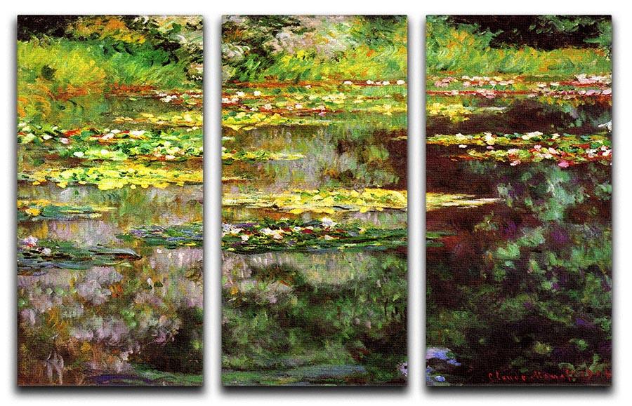 Sea rose pond by Monet Split Panel Canvas Print - Canvas Art Rocks - 4