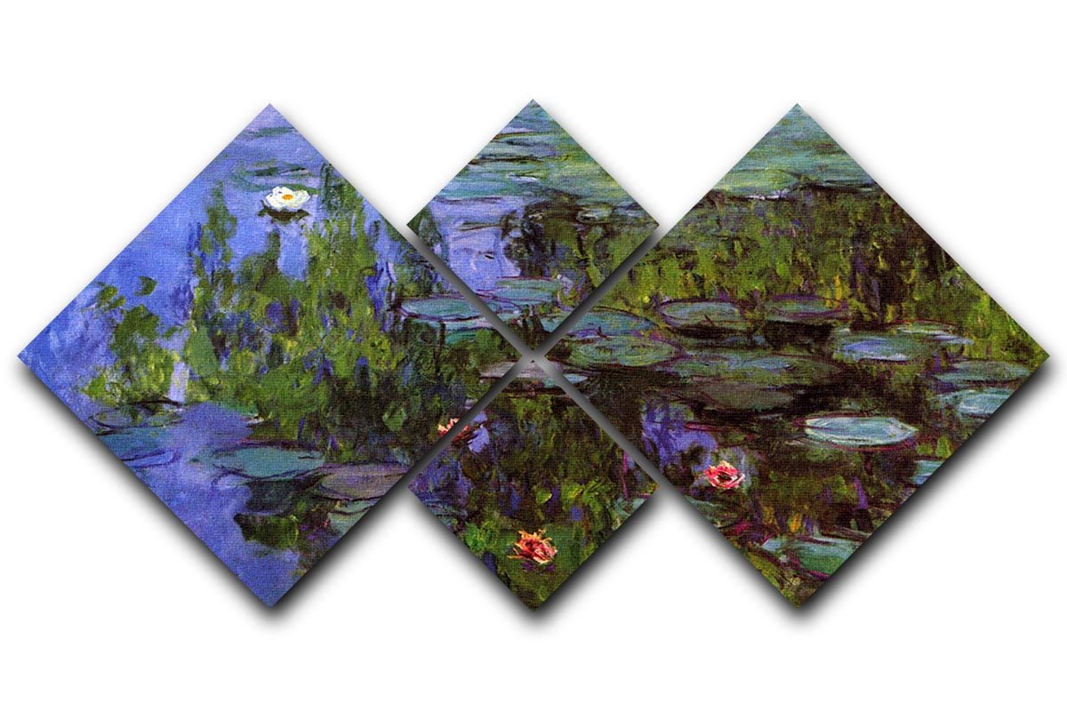 Sea roses by Monet 4 Square Multi Panel Canvas  - Canvas Art Rocks - 1