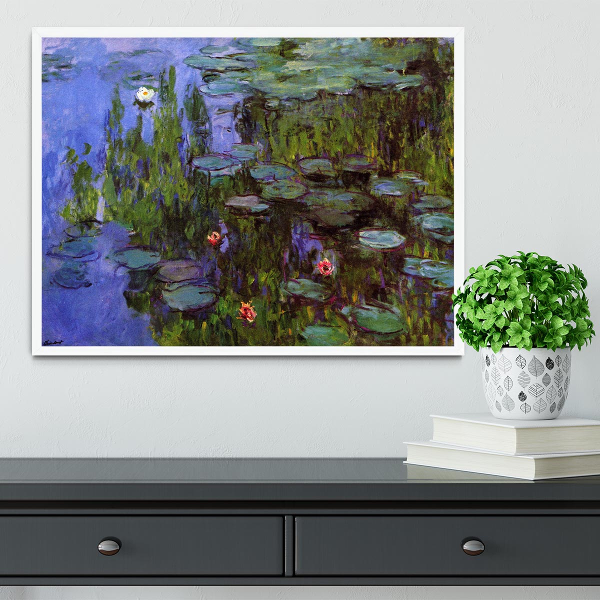 Sea roses by Monet Framed Print - Canvas Art Rocks -6