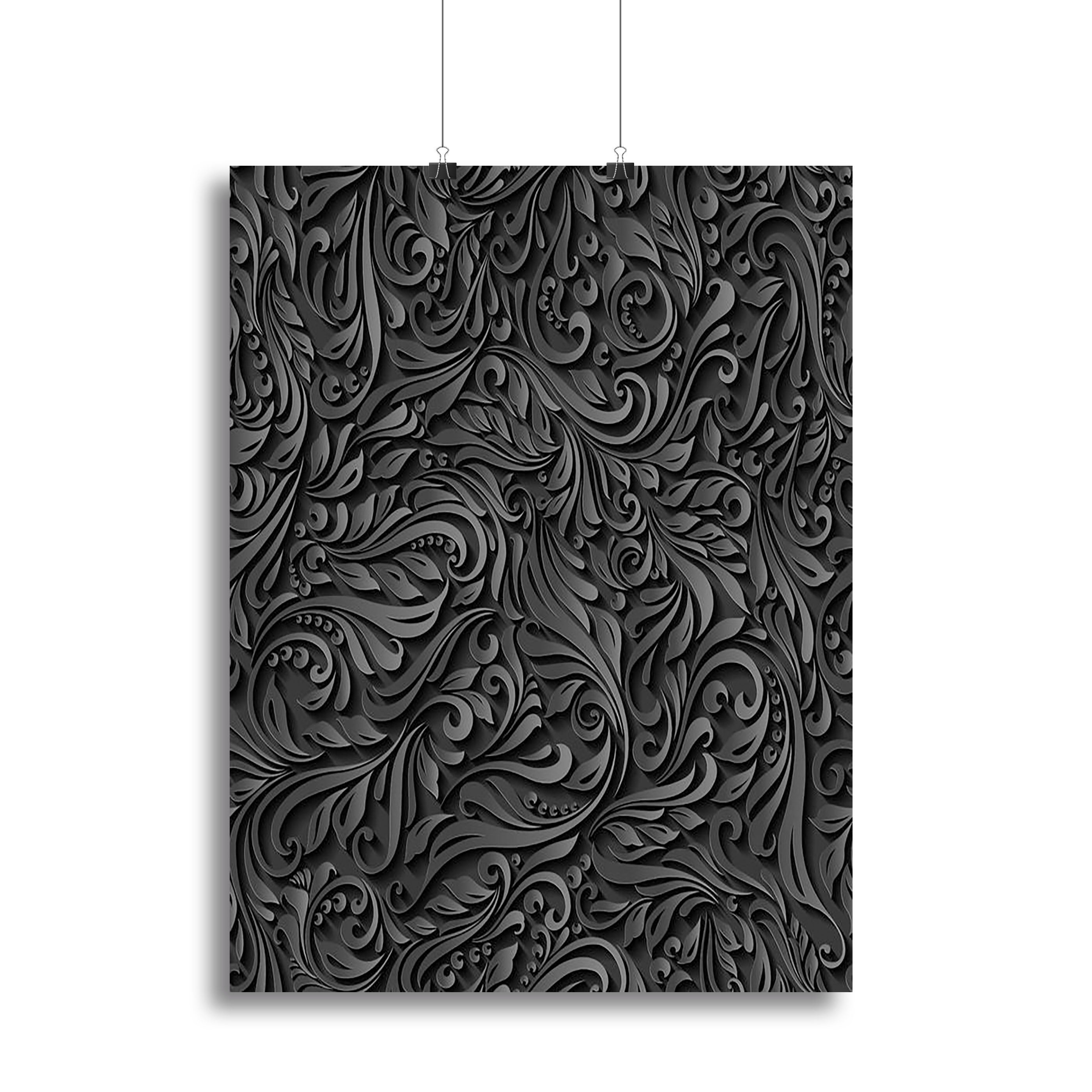 Seamless abstract black floral Canvas Print or Poster - Canvas Art Rocks - 2