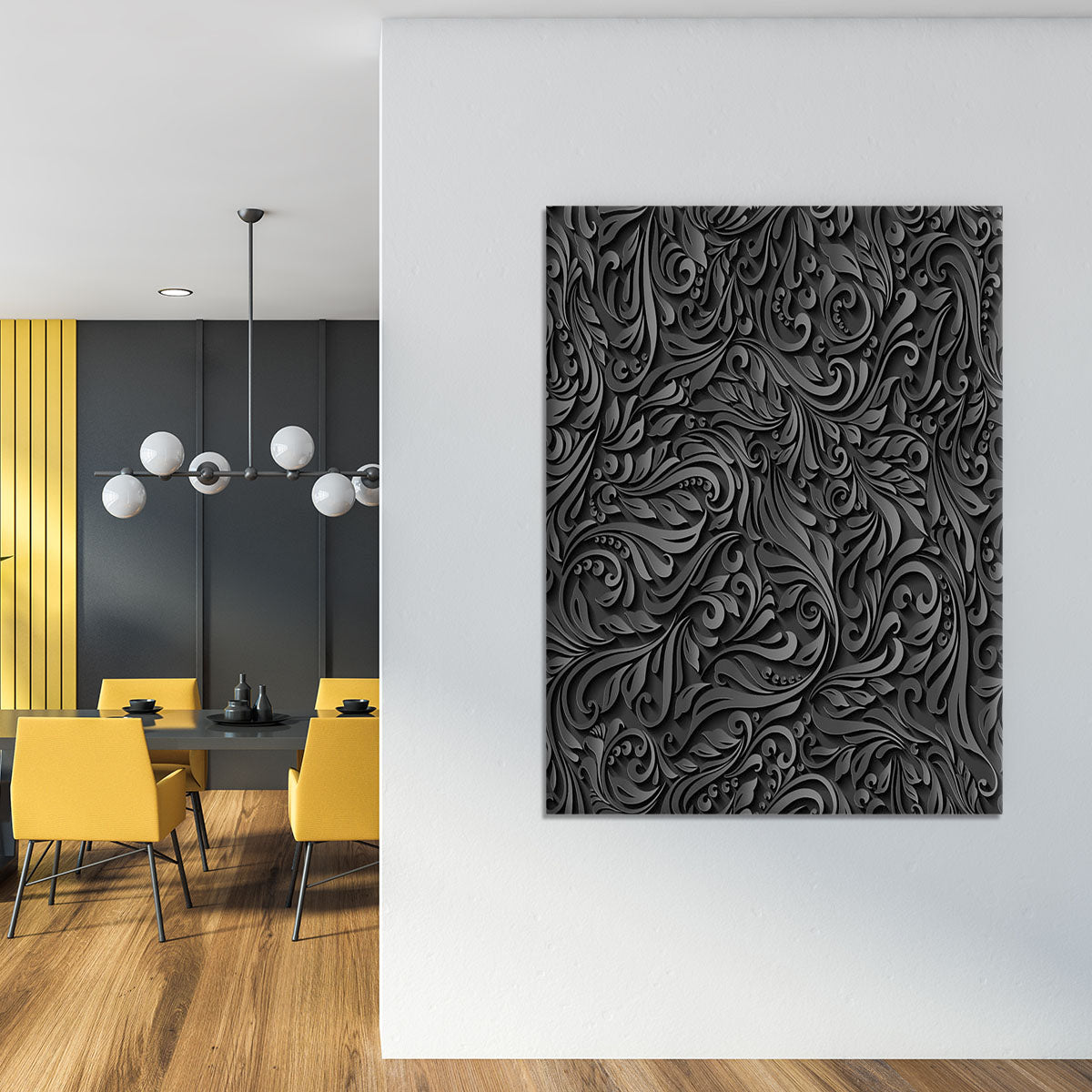 Seamless abstract black floral Canvas Print or Poster - Canvas Art Rocks - 4