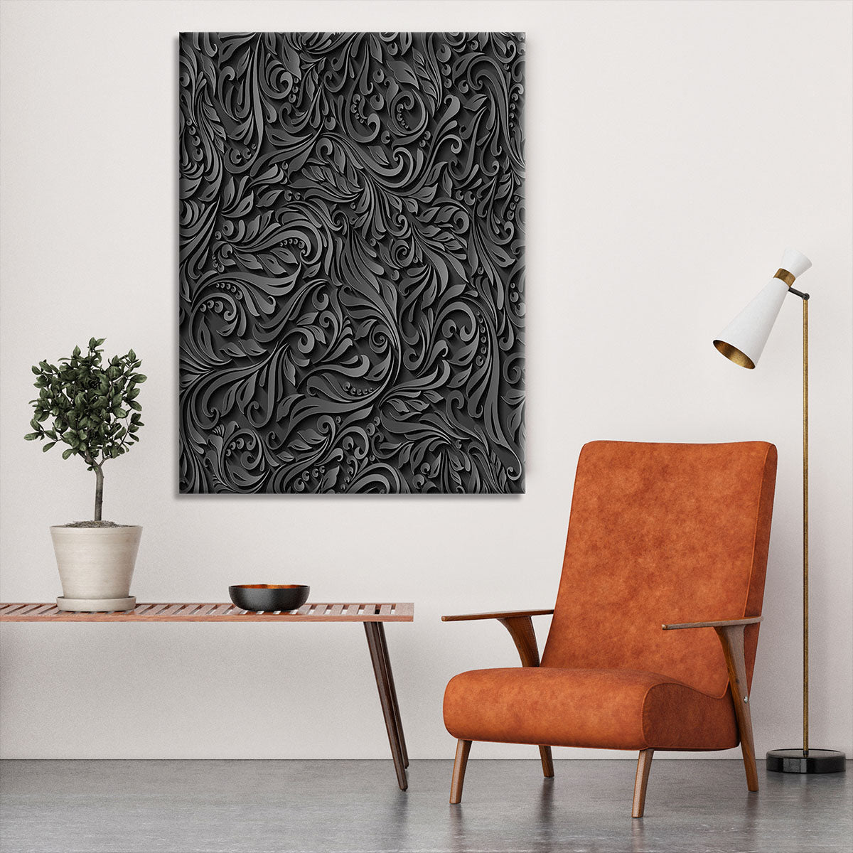 Seamless abstract black floral Canvas Print or Poster - Canvas Art Rocks - 6