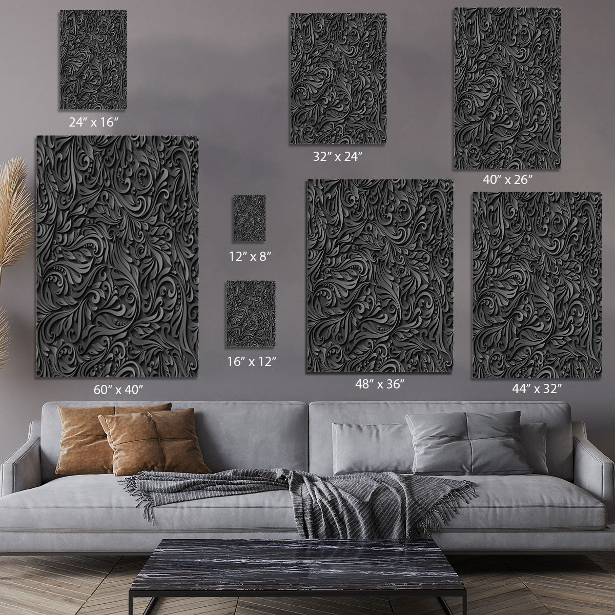 Seamless abstract black floral Canvas Print or Poster - Canvas Art Rocks - 7